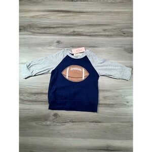 Marie Nicole Clothing Boys Navy Grey Football Raglan Long Sleeve Top 2XS NWT